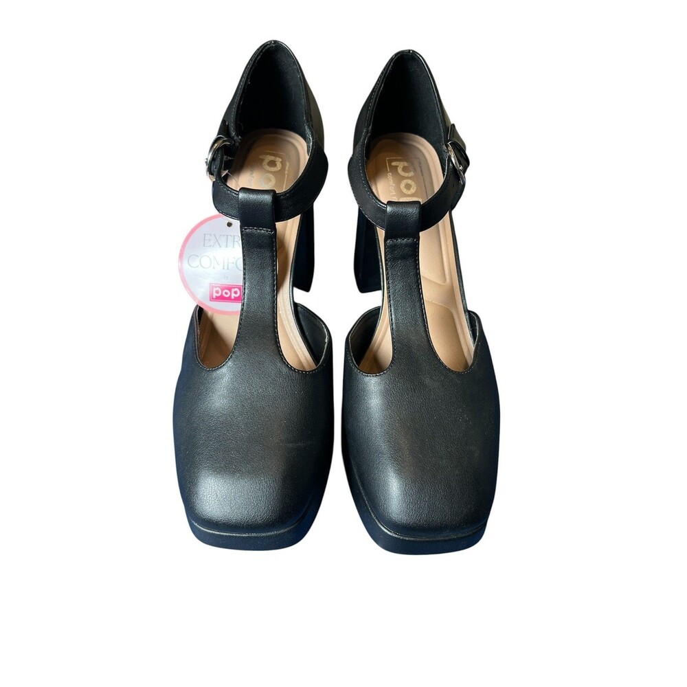 POP Worthy Black Mary Jane Chunky Platform Heeled Retro Shoe Womens Size 11 NEW